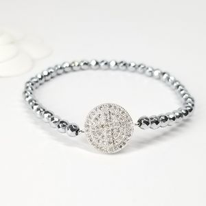 New Hematite Pave CZ Cross Stretch Bracelet NEW